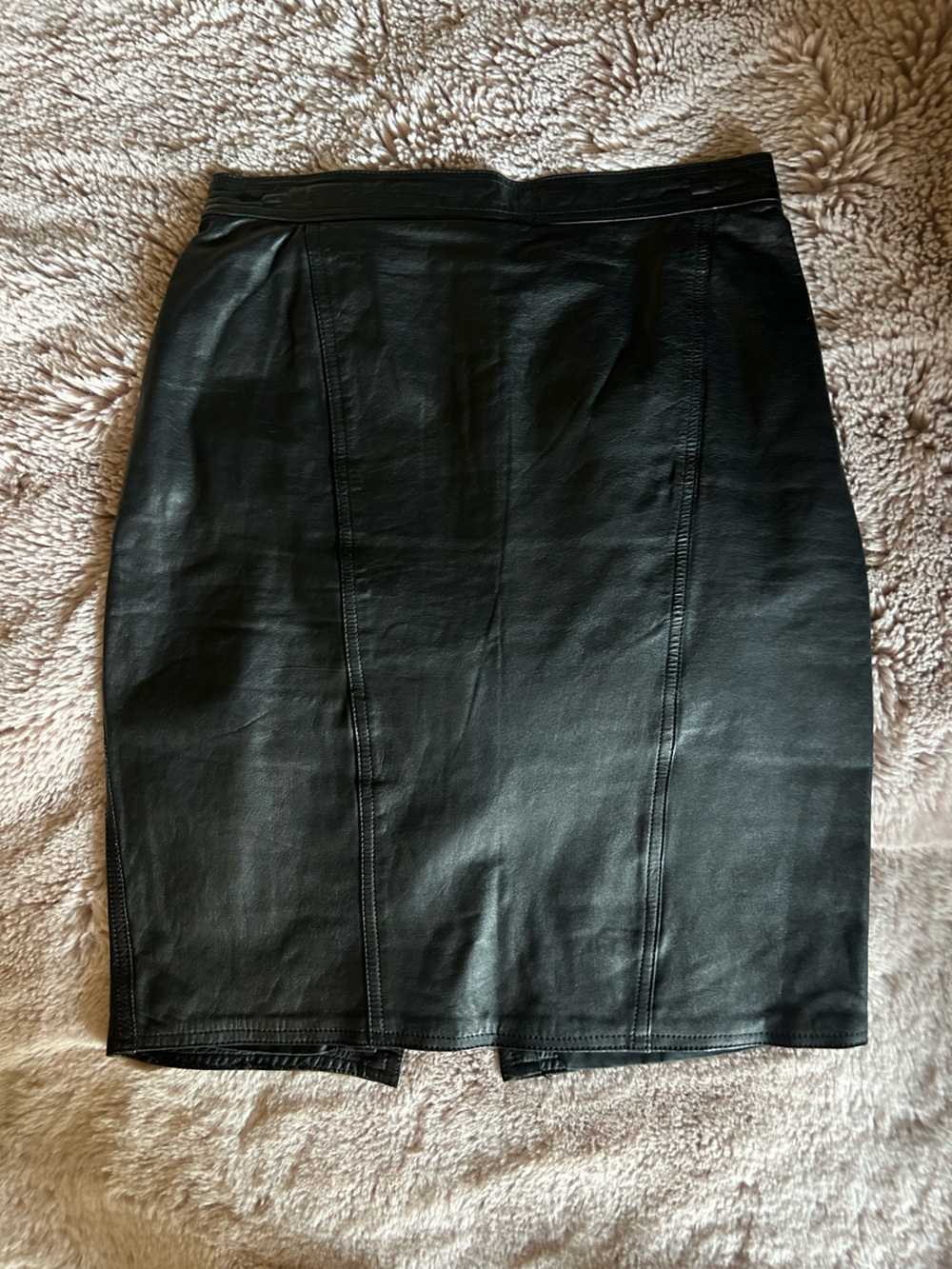Michelle Stuart Black Leather Pencil Skirt
